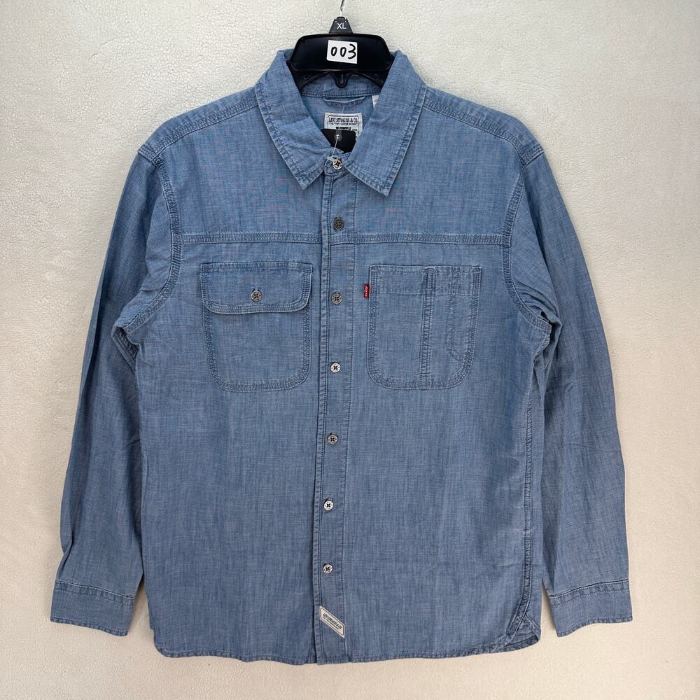LEVI'S MEN'S SMALL LONG SLEEVE AUBURN WORKER SHIRT BLUE